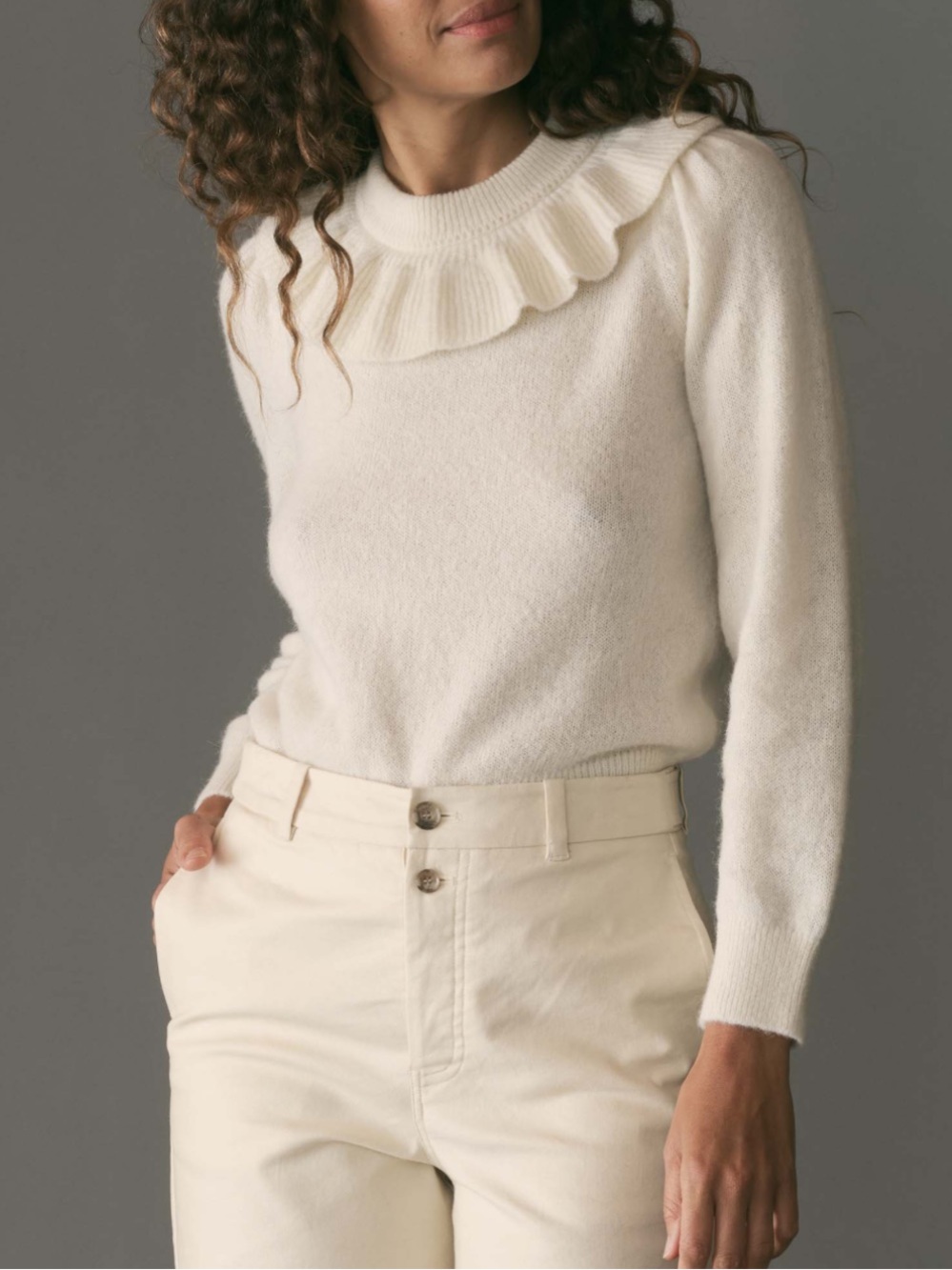 NWT Doen Azaria Ruffle Alpaca Blend Sweater